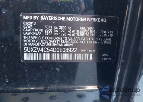 2013 BMW X5 xDrive35I/xDrive35I Premium/xDrive35I Sport Activity из США, поврежденный, VIN 5UXZV4C54D0E08922